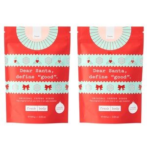 frank body Original Coffee Scrub in Limited Edition Ugly Sweater Packaging Duo